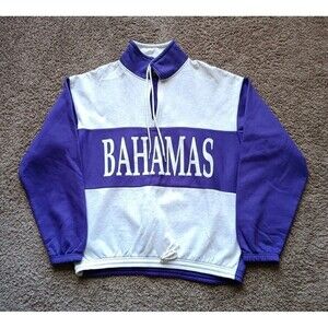 Vintage Bahamas Jacket Women's Size XL Purple Gray Striped Long Sleeve 90s